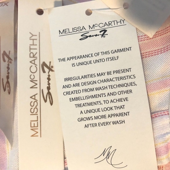 Melissa McCarthy Seven7 Women's Pink Striped Button Up Tunic Top 0X/XXL - Picture 13 of 16